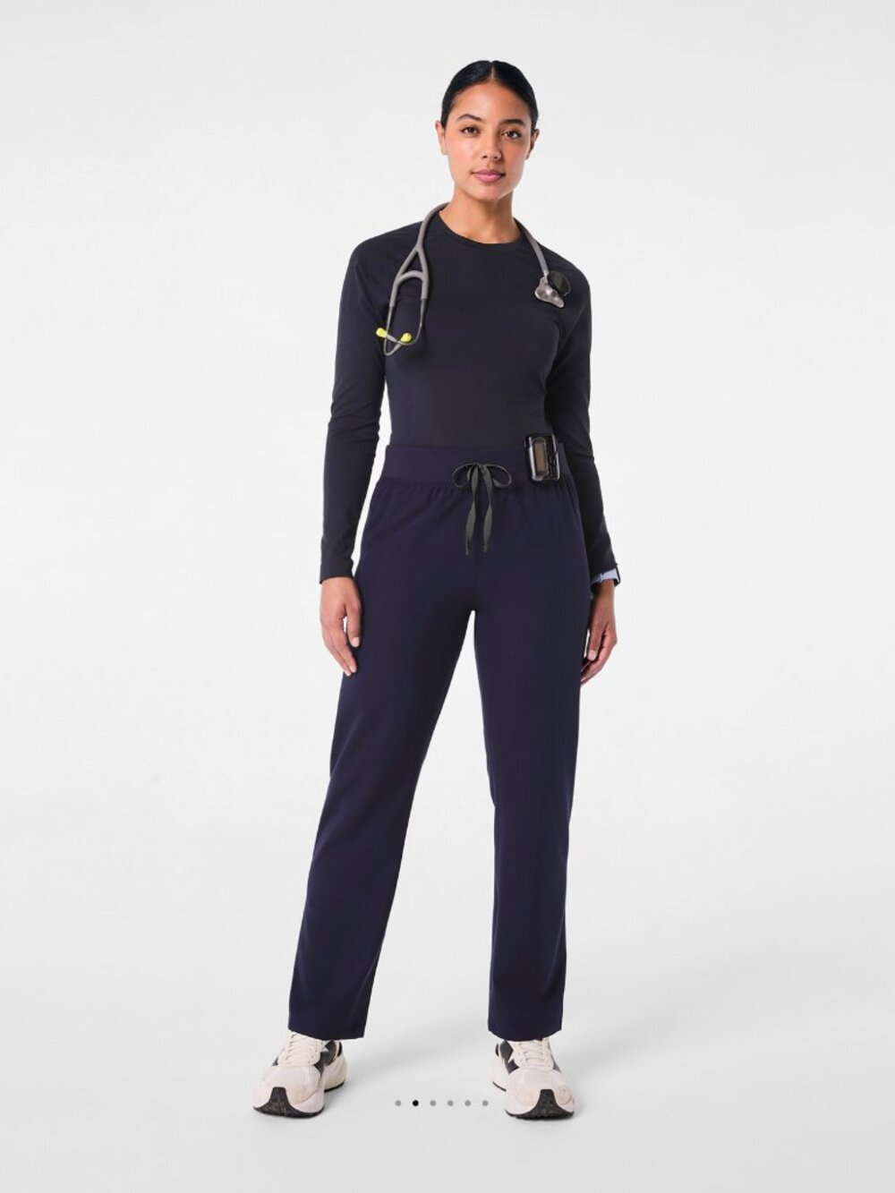 FIGS Navy Straight-Leg Scrub Pants with Drawstring Waist